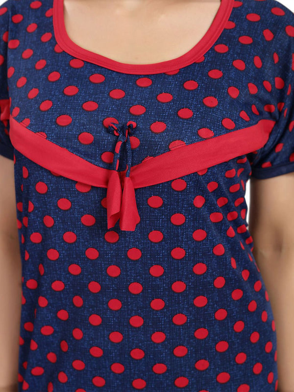 Be You Satin Polka Dots Printed Maxi Nightdress