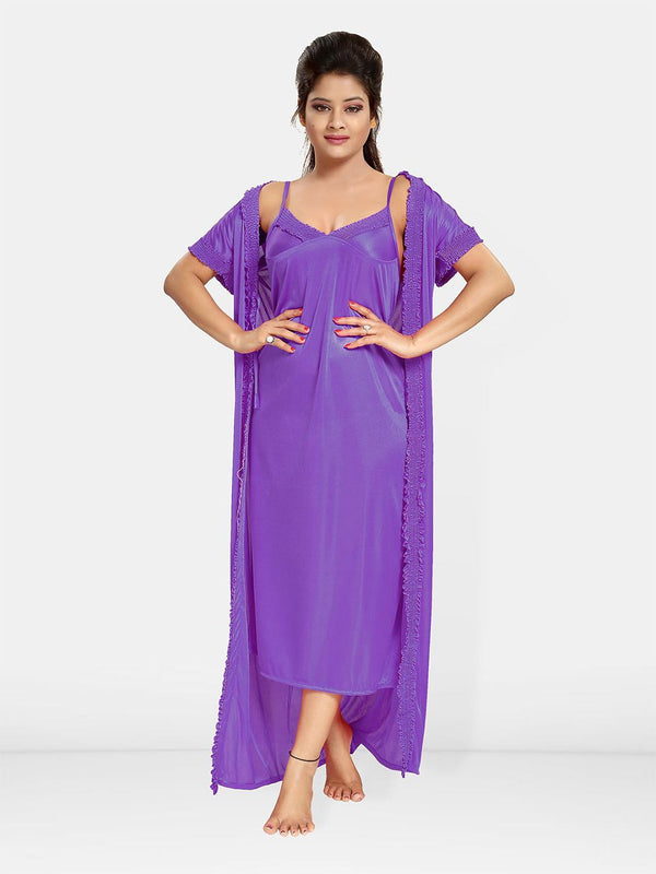Be You Pack Of 4 Satin Maxi Nightdress With Robe