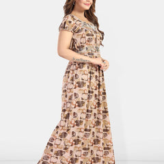 Be You Women Printed Maxi Nightdress