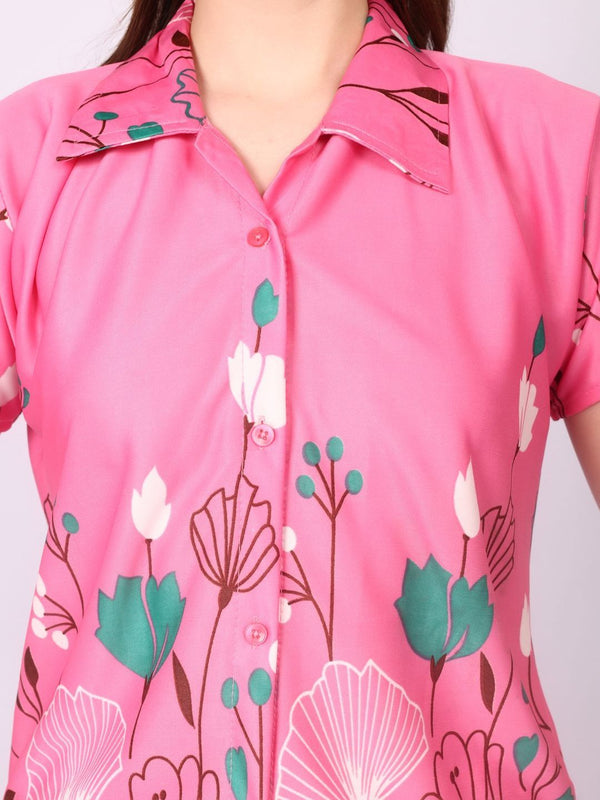Be You Women Floral Printed Top & Pyjama Night suit