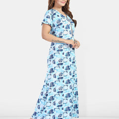 Be You Women Printed Satin Maxi Nightdress