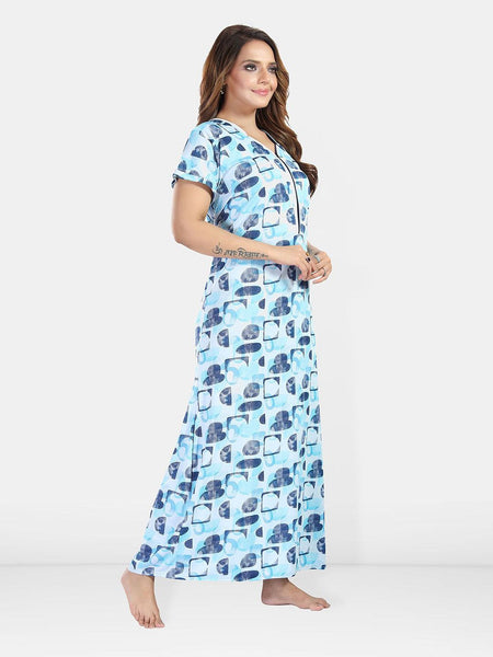 Be You Women Printed Satin Maxi Nightdress
