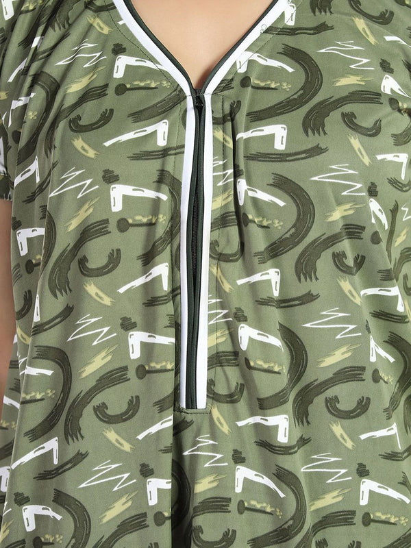 Be You Women Printed Maxi Nightdress