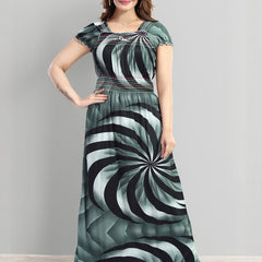 Be You Sarina Satin Spiral Printed Maxi Nightdress