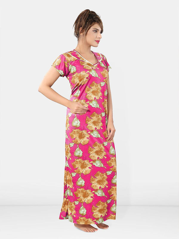 Be You Women Short Sleeves V-Neck Maxi Nightdress