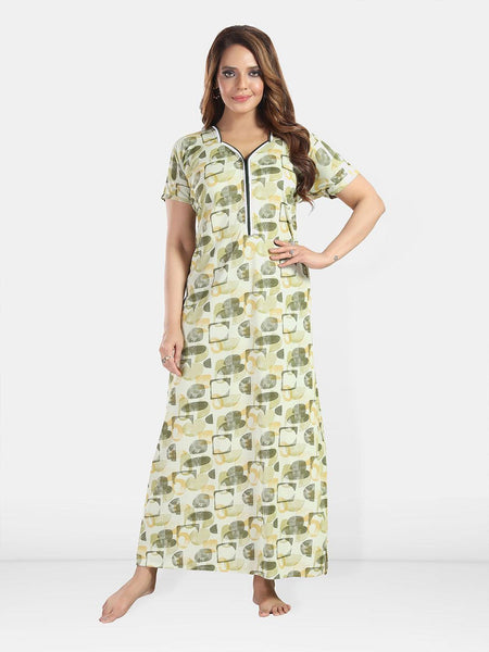 Be You Women Printed Satin Maxi Nightdress