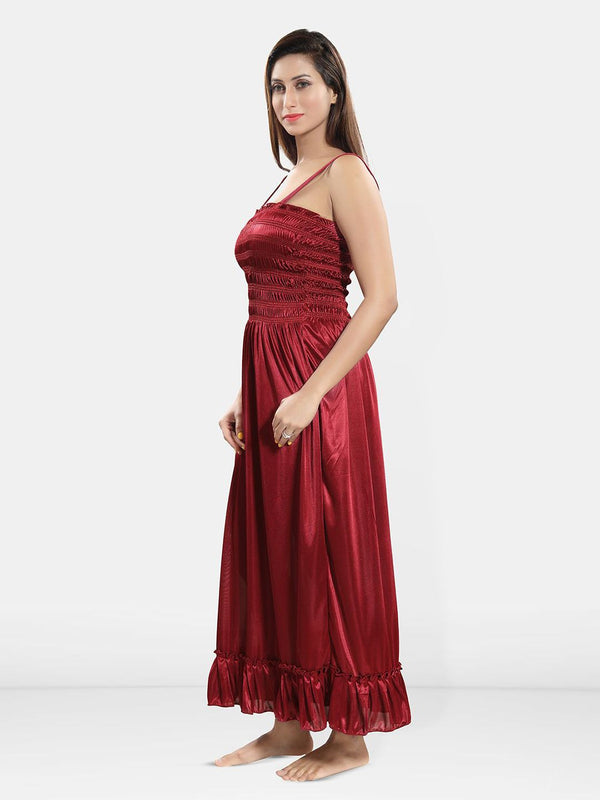 Be You Women Satin Maxi Wrap Nightdress With Robe