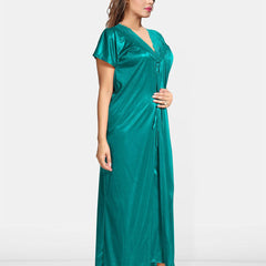 Be You Solid Satin Maxi Nightdress With Robe