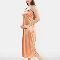 Be You Women Shoulder Strap Embroidered Nightdress with Robe