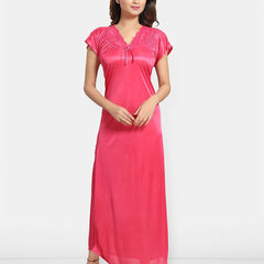 Be You Satin Solid Night Gown / Nighty For Women, Maxi Nightdress