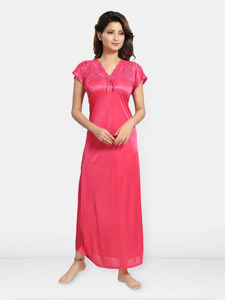Be You Satin Solid Night Gown / Nighty For Women, Maxi Nightdress
