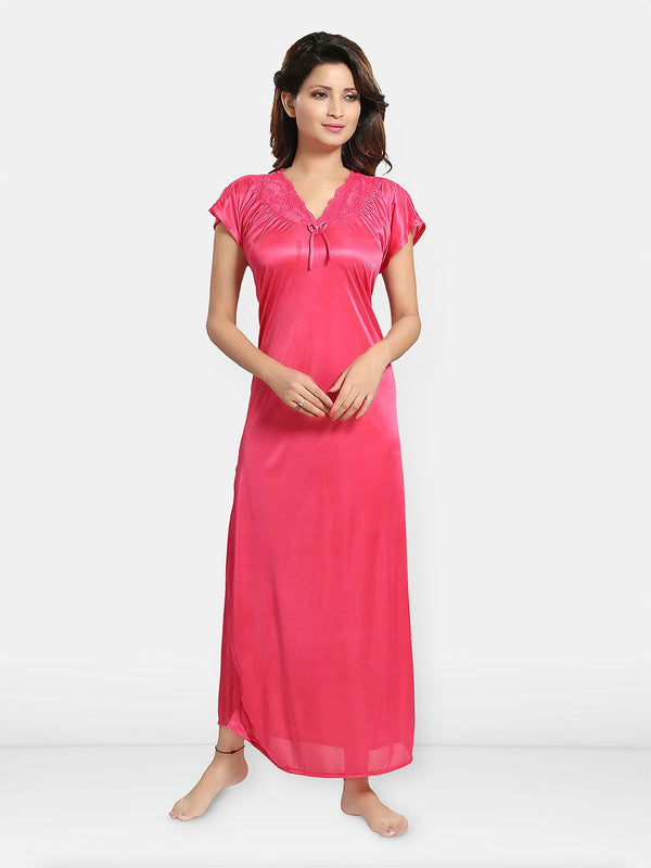 Be You Satin Solid Night Gown / Nighty For Women, Maxi Nightdress