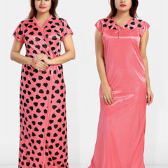 Be You Women Pack of 2 Printed Maxi Wrap Nightdress