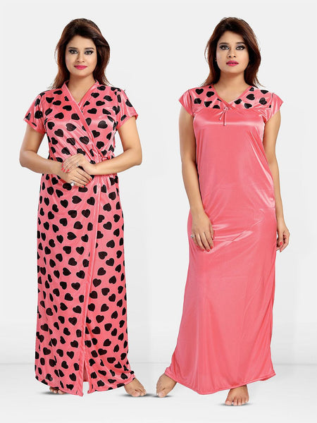 Be You Women Pack of 2 Printed Maxi Wrap Nightdress