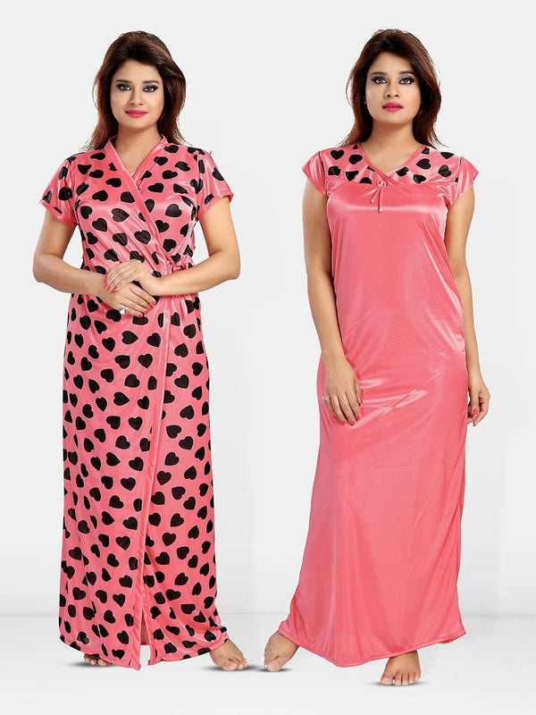 Be You Women Pack of 2 Printed Maxi Wrap Nightdress