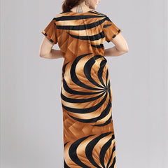 Be You Sarina Satin Spiral Printed Maternity Maxi Nightdress