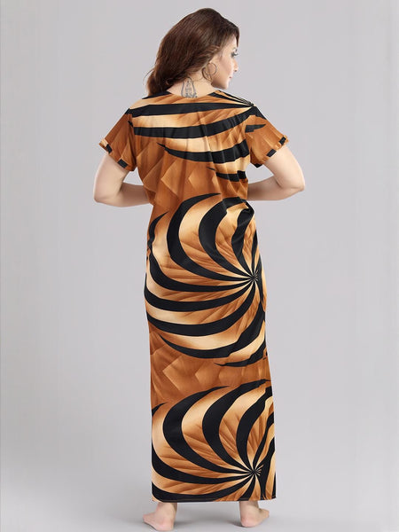 Be You Sarina Satin Spiral Printed Maternity Maxi Nightdress