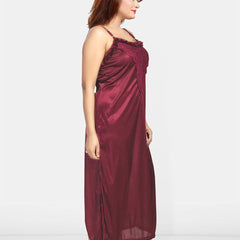 Be You Women Self Design Maxi Nightdress with Robe