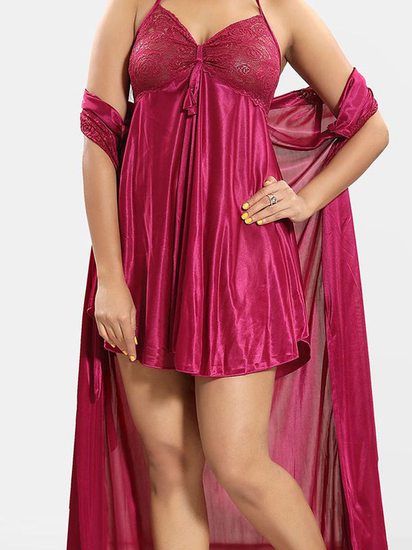 Be You Set of 2 Satin Maxi Sweat Nightdress