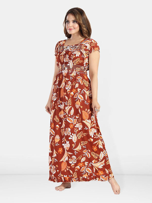 Be You Floral Printed Square Neck Maxi Nightdress