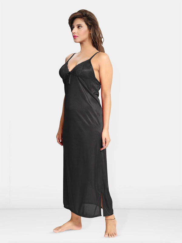 Be You Women Solid Nightdress with Robe