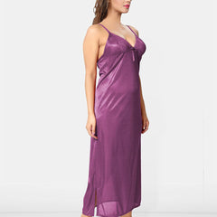 Be You Solid Satin 2 pieces Nighty with Robe