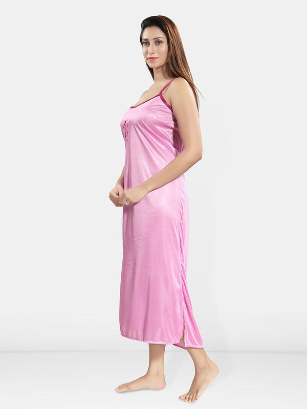 Be You Embroidered Satin Maxi Nightdress With Robe