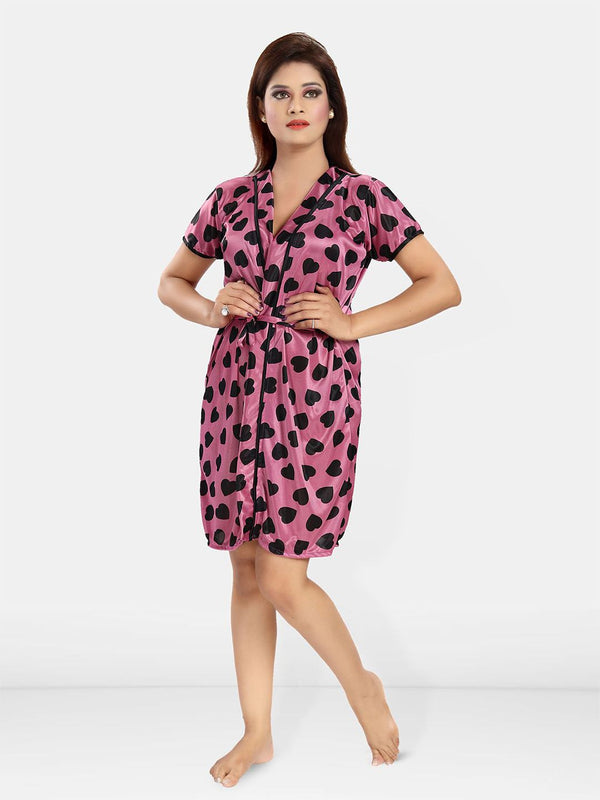 Be You Women Conversational Printed Wrap Nightdress