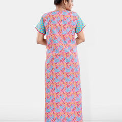 Be You Women Printed Pure Cotton Maxi Nightdress