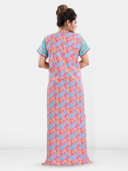 Be You Women Printed Pure Cotton Maxi Nightdress