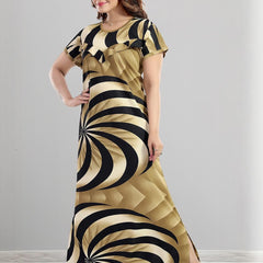 Be You Sarina Satin Spiral Printed Maternity Maxi Nightdress