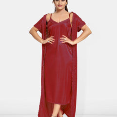 Be You Women Satin Maxi Nightdress With Robe