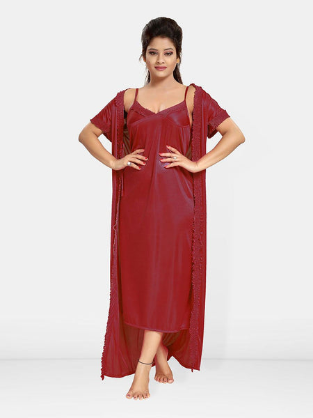 Be You Women Satin Maxi Nightdress With Robe