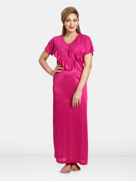 Be You Women V-Neck Satin Maxi Nightdress