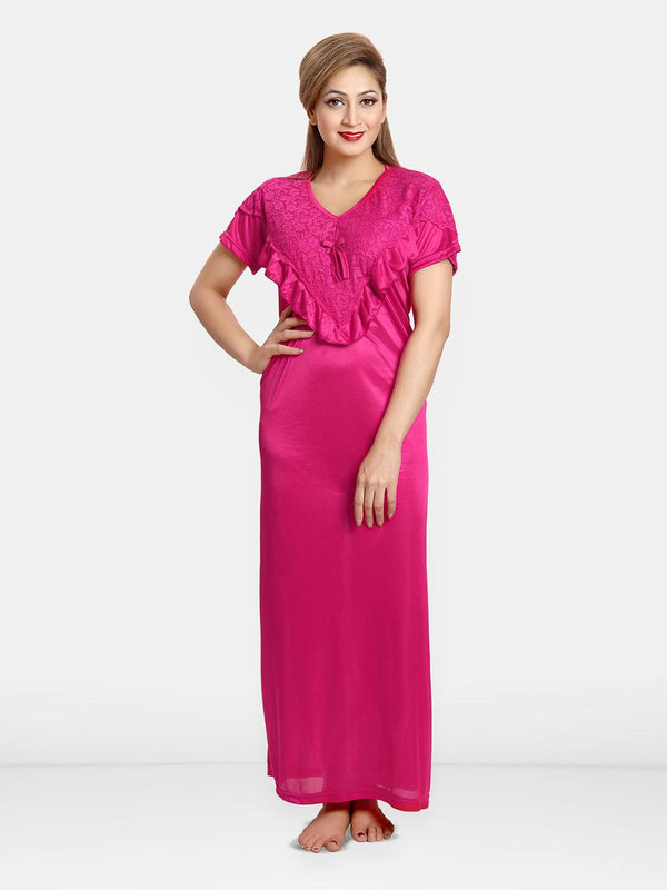 Be You Women V-Neck Satin Maxi Nightdress