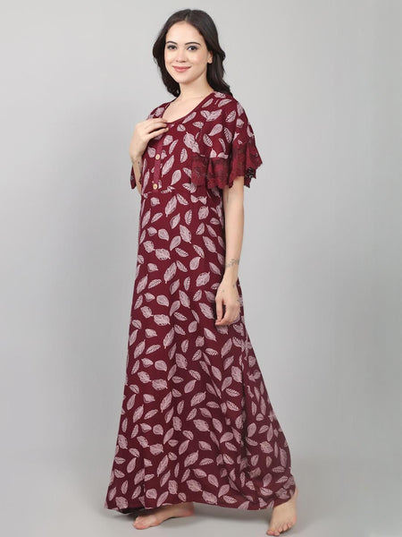 Be You Leaf Printed Maxi Nightdress