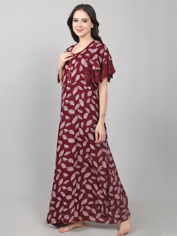 Be You Leaf Printed Maxi Nightdress