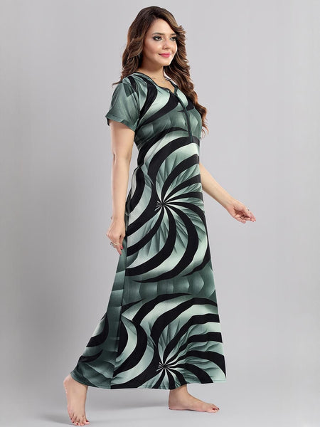 Be You Sarina Satin Spiral Printed Maxi Nightdress