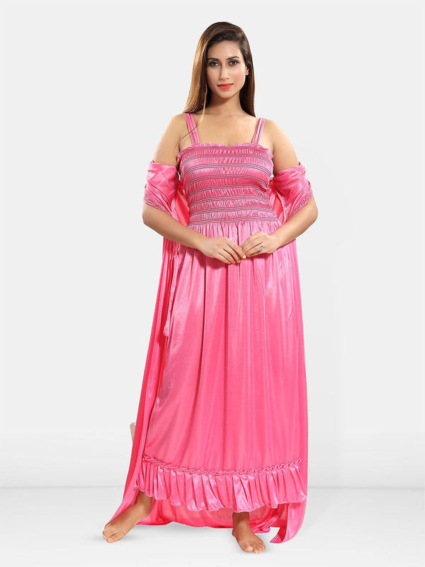 Be You Set of 2 Satin Maxi Wrap Nightdress