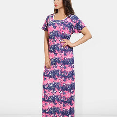 Be You Women Abstract Printed Maxi Nightdress