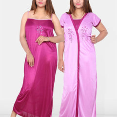 Be You Set of 2 Embroidered Maxi Wrap Nightdress
