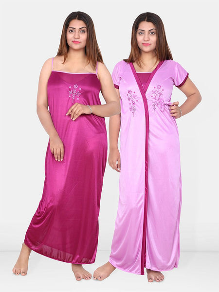 Be You Set of 2 Embroidered Maxi Wrap Nightdress