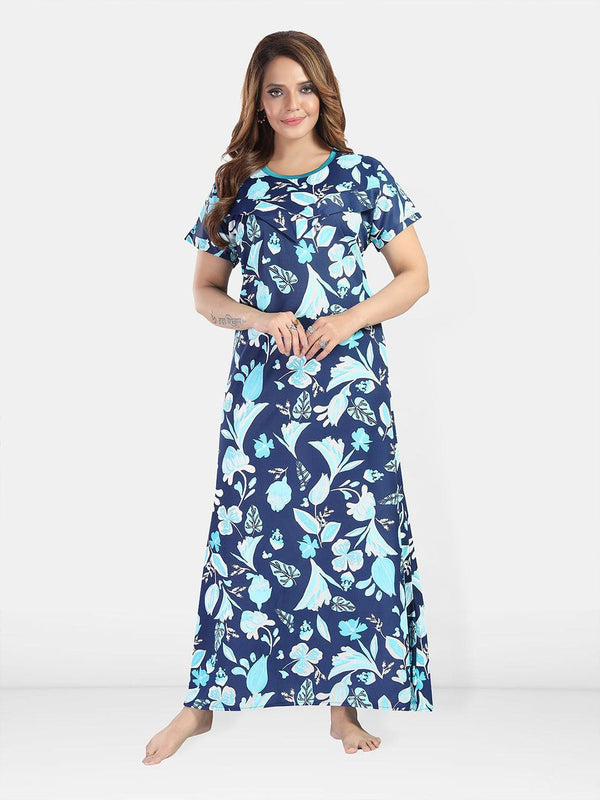 Be You Women Printed Maxi Nightdress