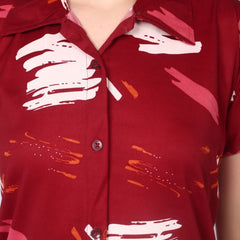 Be You Women Maroon Printed Night suit