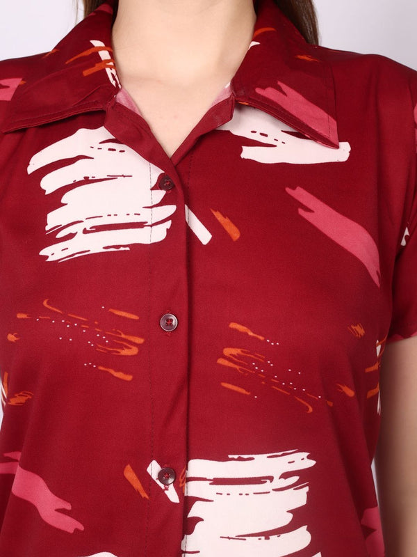 Be You Women Maroon Printed Night suit