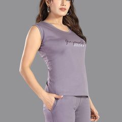 Be You Typography Printed Sleeveless Modal Night suit