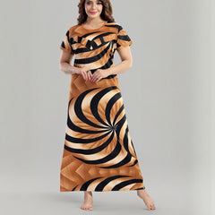Be You Sarina Satin Spiral Printed Maternity Maxi Nightdress