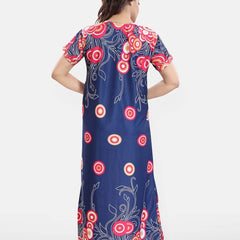 Be You Printed Women Satin Maternity Maxi Nightdress
