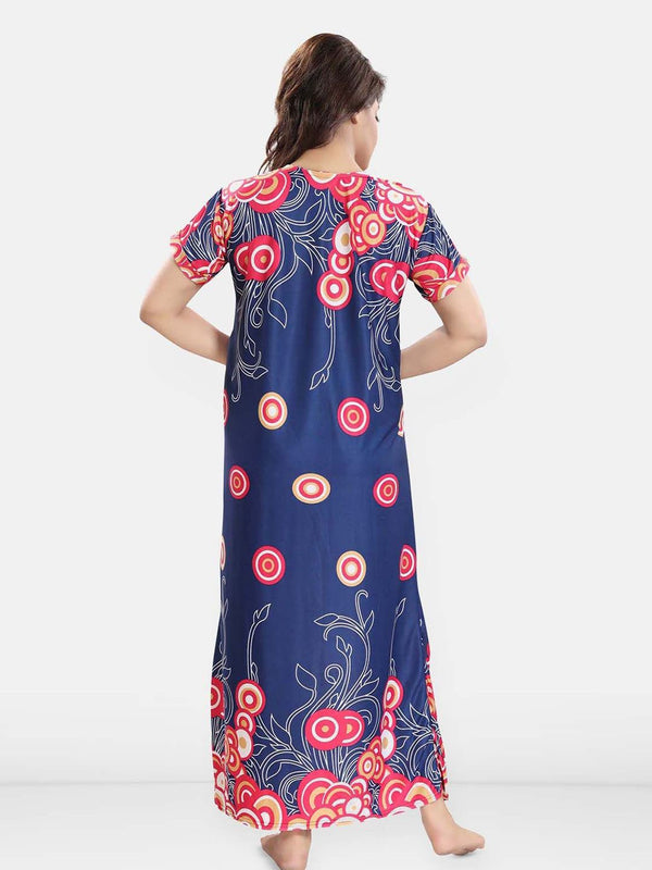 Be You Printed Women Satin Maternity Maxi Nightdress