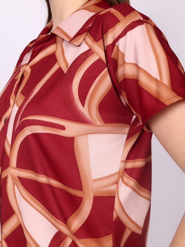 Be You Women Maroon Printed Night suit